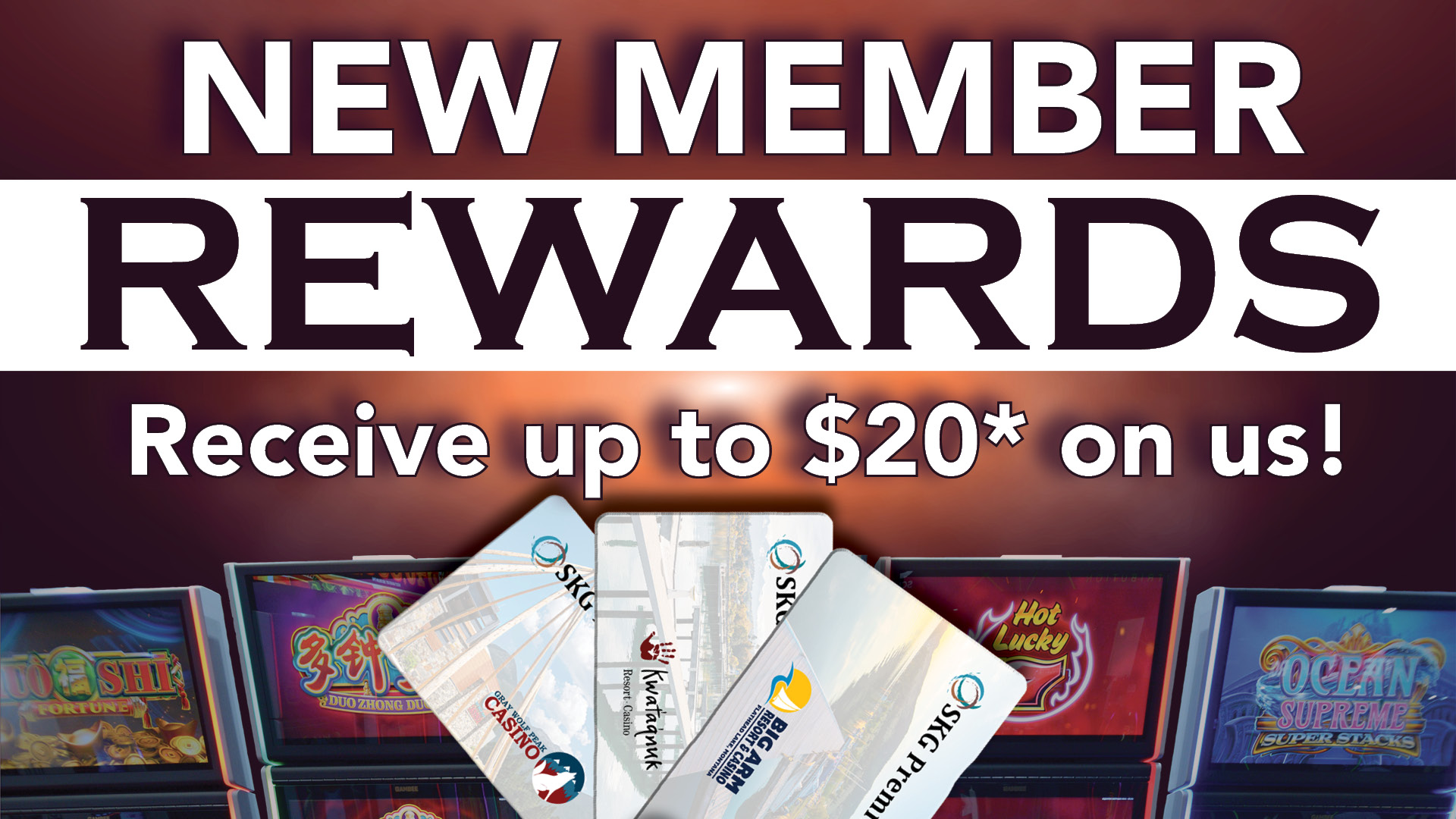 New Member, New Members, New Member Rewards, Rewards Club, Players Club Rewards, Player perks